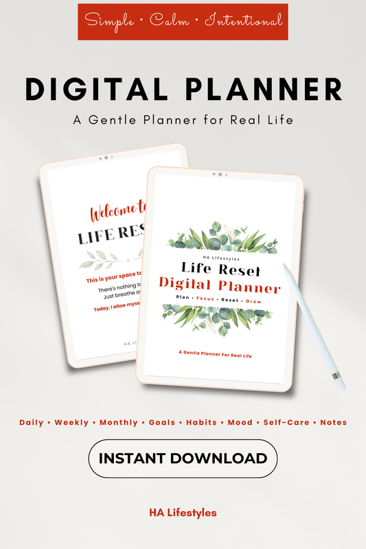 Life Reset Digital Planner | Simple, Calm & Intentional (Instant Download)